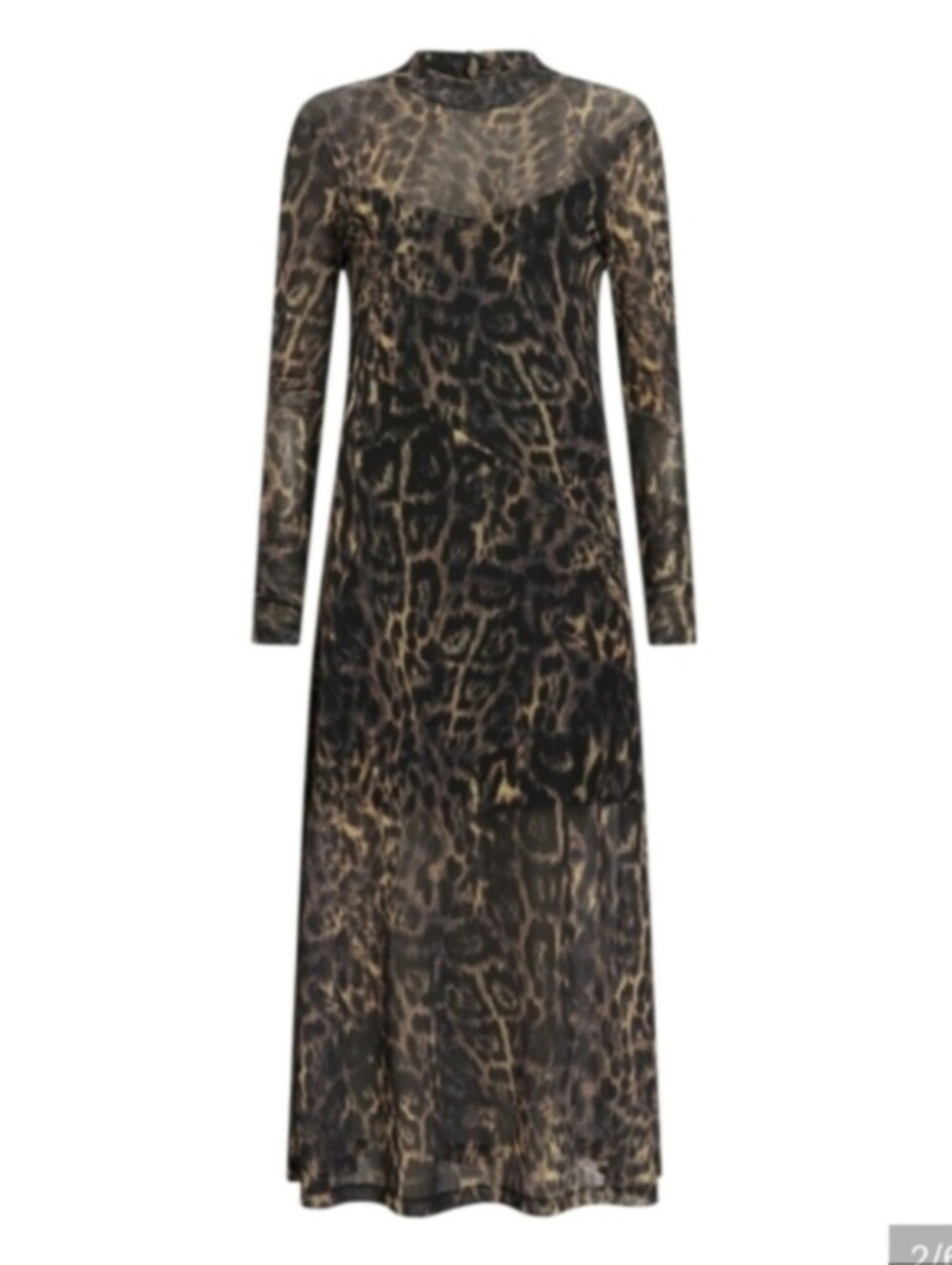 Leopard Print Long Sleeve Midi Dress